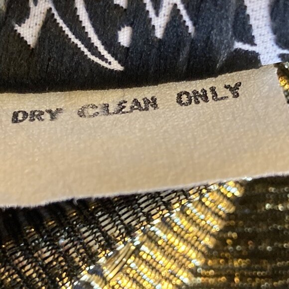 Vintage 1970s Disco Top Blouse Metallic Gold Medium Polka Dot NOS Deadstock - Picture 7 of 11